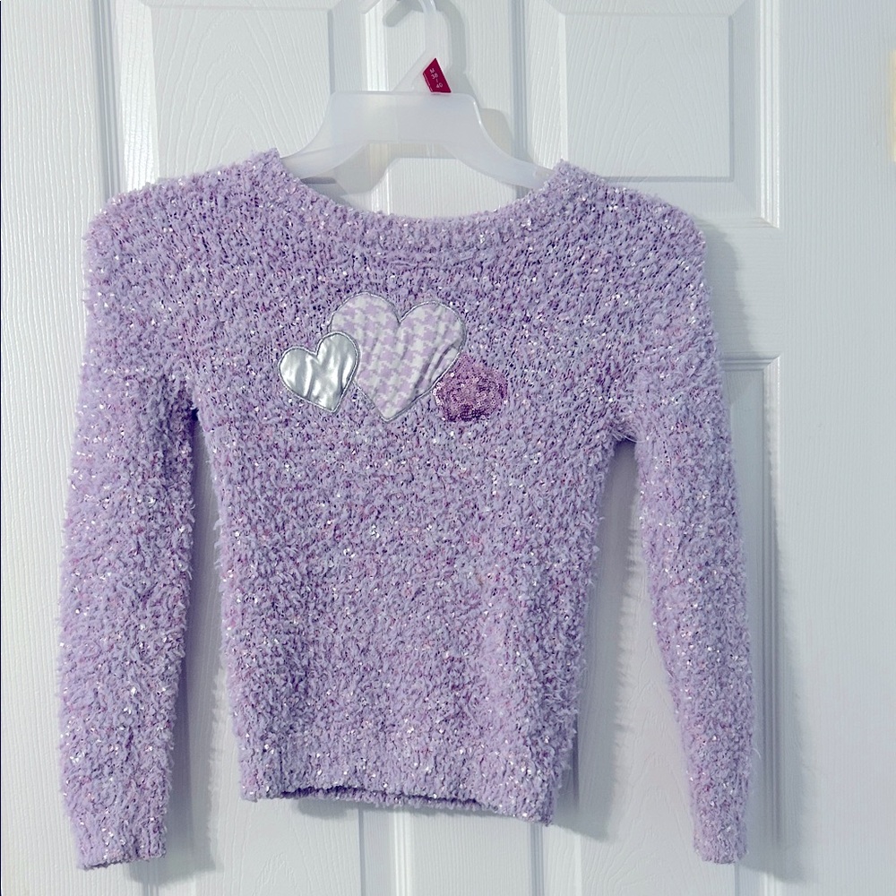 Purple Heart-Embellished kids sweater size 10